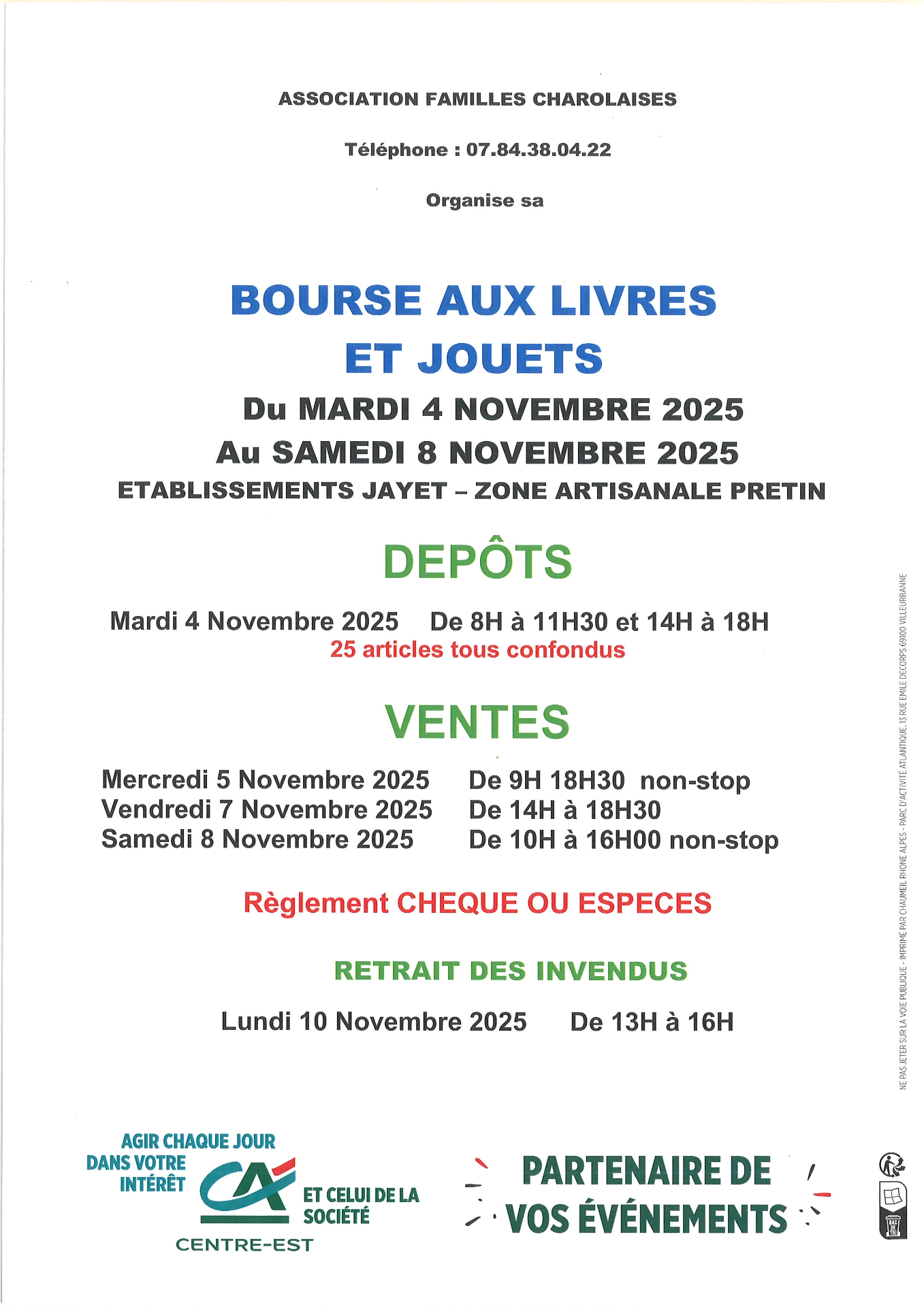 👉Bourse aux livres et jouets 