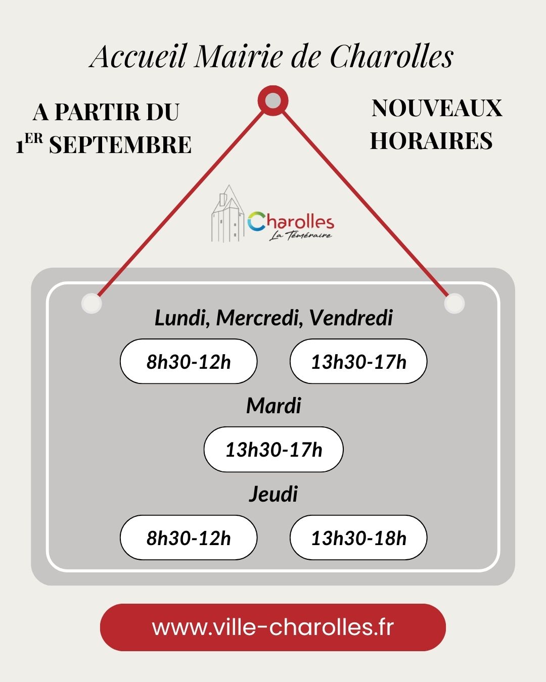 jours et horaires d’ouverture au public de la Mairie