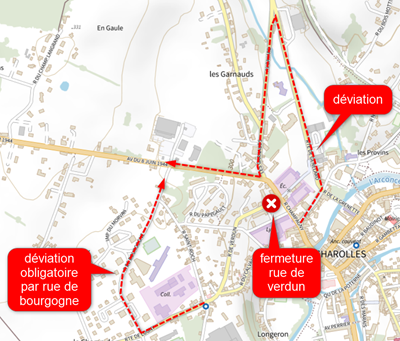 👷‍♀️La circulation sera modifiée dans le centre-ville de Charolles  👉à compter de lundi 8 juin ⏱ pour une semaine   Ceci afin de permettre les raccordements eau potable et les réfections définitives de chaussée.