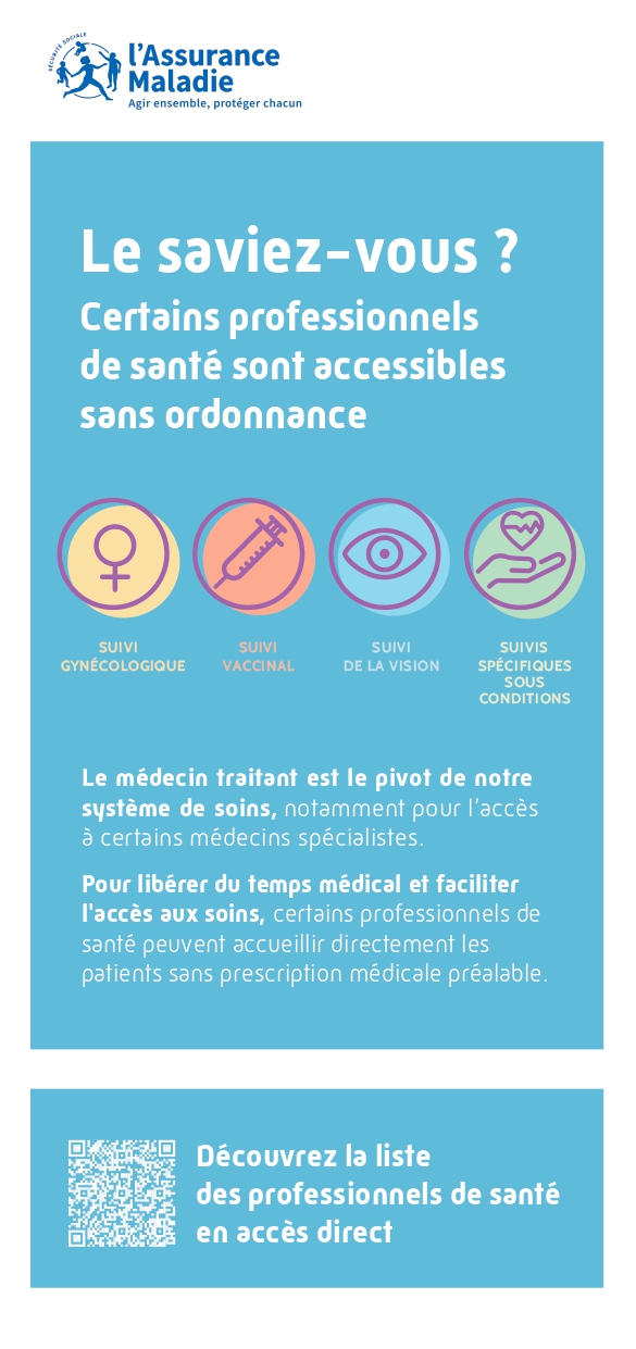 👉Découvrez la liste des professionnels de santé en accès direct
