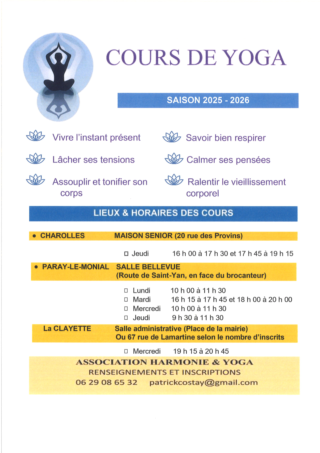 👉 Reprise cours de Yoga